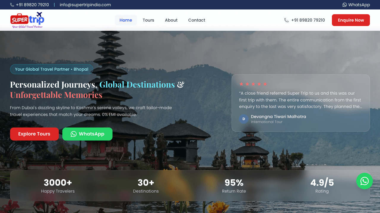 SuperTrip India website